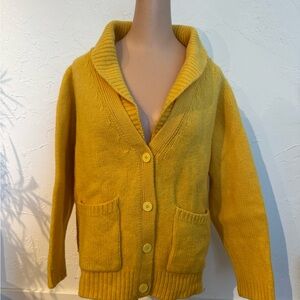 Andre Christian Yellow Shawl Collar Cardigan